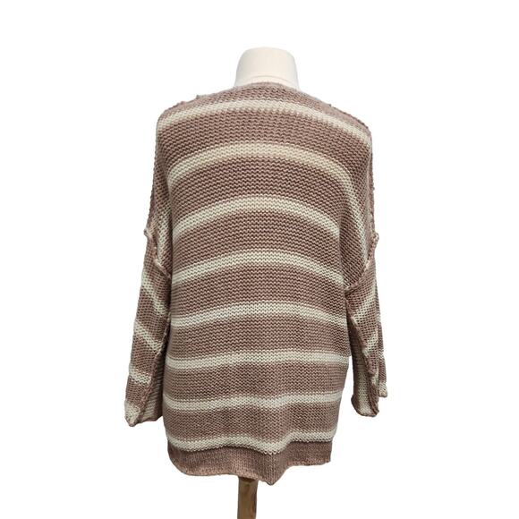 Easel Los Angeles Pink Striped Oversize Slouch Sweater Drop Shoulder Size Large - Picture 4 of 11
